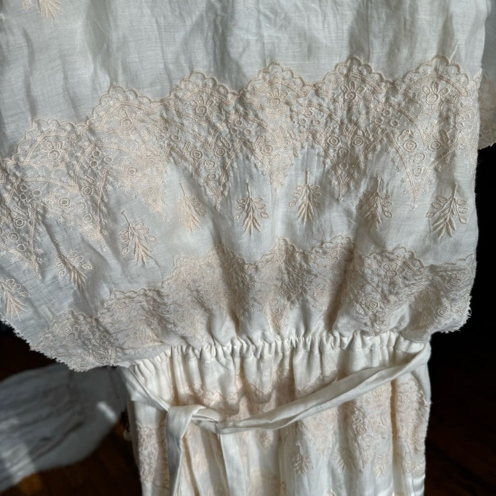 Love Sam Tallulah Silk-Blend Embroidered Ivory Maxi Dress Sz S - Picture 14 of 16